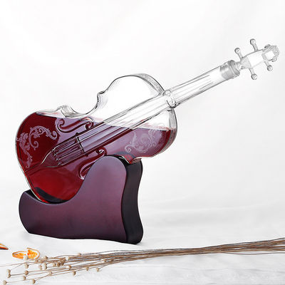창조적인 바이올린 모양 포도 수확 위스키 경사기, 단 하나 벽 유리제 포도주 Carafe 협력 업체