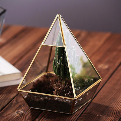 작은 벽 커튼 공기 식물, 구리 피라미드 기하학적인 거는 Terrarium 협력 업체