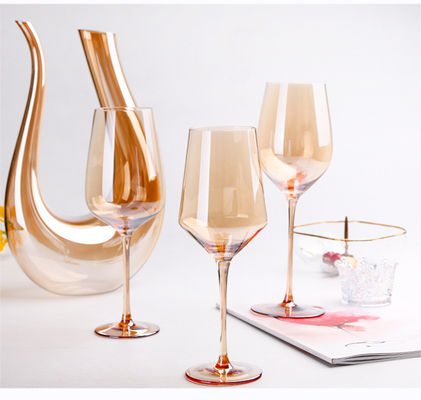 명확한 수정같은 포도주 잔 입에 의하여 불어지는 전기도금을 한 호박색 Champagne 플루트 협력 업체